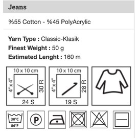 55% Cotton 45% Acrylic YarnArt Jeans Sport Yarn 1 Skein/Ball 50 gr 174 yds (35)