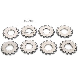 Involute Gear Milling Cutter, 8Pcs Involute Gear Milling Cutter Set, High Speed Steel Cutting Tools 14.5 55mm 22mm for, involute gear cutters involute gear cutters 8pcs gear cutter