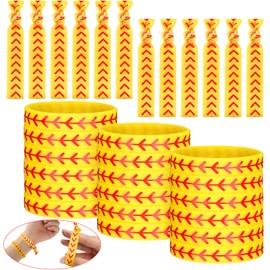 48 Pieces Softball Accessories Set Includes 24 Pieces Softball Bracelets Softball Wristband Silicone Bracelet 24 Pieces Softball Hair Ties Sports Elastic Headband for Girls Softball Player Party Favor