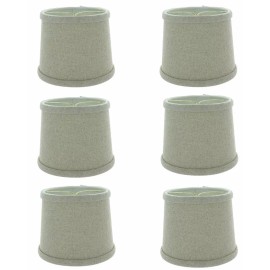 Upgradelights 6 Inch Set of 6 Beige Linen Drum Shaped Chandelier Lampshade