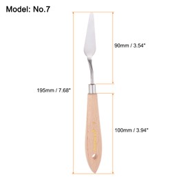 HARFINGTON No.7 Painting Palette Knife Stainless Steel Pointy Spatula Pallet Knife with Beech Wood Handle for Oil Acrylic Paint Canvas Mixing Spreading