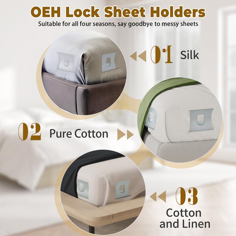 OEH Sheet Holders, Bed Sheet Holders for Corners, Fitted Sheet