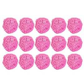 15Pcs Pink Rattan Decorative Balls for Diy Craft - Versatile Hanging Orbs for Home Kindergarten Hotel and (5Cm)