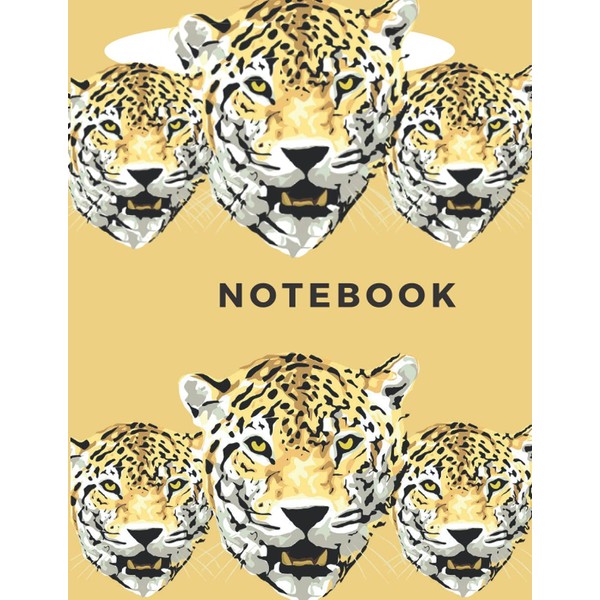 Jaguar cover 8.5x11 inches black and white ruled notebook for