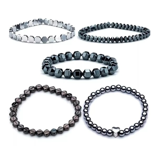 Mafab Pulsera Cuentas Obsidiana Piedra Geométrica Elástica