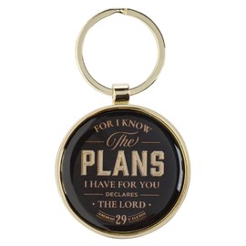 Christian Art Gifts Inspirational Scripture Keychain for Men, Women & Grads: Know the Plans Encouraging Bible Verse, Stylish & Sturdy for Keys, Lanyards, Backpacks, Black & Silver