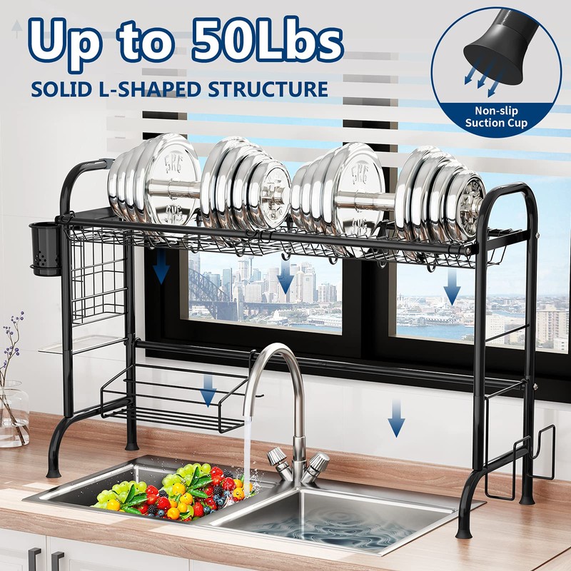 MOUKABAL Dish Drying Rack - Stainless Steel Over The Sink