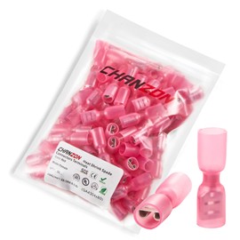 Chanzon UL Listed Heat Shrink Female Spade Wire Connectors 1/4" 22-16AWG Gauge Crimp Quick Disconnect Electrical Wiring Terminals 80pcs Red Waterproof for Automotive Marine Home Projects Boat Car