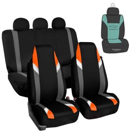 FH Group Automotive Protector Seat Covers Universal Fit Full Supreme Modernistic Orange Seat Covers Set 1-Piece Front Seat Covers, Airbag Compatible, Split Bench Rear Car Seat Cover for SUV, Sedan