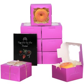 Bakepacker 4x4x2.5" Roland Bakery Box with Window 30pcs Macaron Boxes Small Donut Pastry Boxes for Party Mini Cookie Boxes