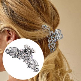 Rhinestone Crystal Floral Hair Claw Clips for Women - Vantage Jaw Clips Barrettes, Non-Slip Grip Claw Hair Pins for Fine, Thick Hair, Wedding & Party