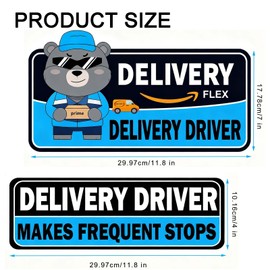 Flex Delivery Driver Car Magnet, 3PCS Frequent Stops Removable Set, Delivery Vehicle Magnet Car Door and Bumper Sign, High Reflective Waterproof Weather-Resistant