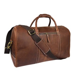 Vintage Leather Duffel Bag for Men Leather Travel Bag, Spacious Weekender Overnight Bag, Durable Carry-On with Adjustable Strap, Stylish Duffle for Gym, Business & Adventure - 20 Inches (Medium Brown)