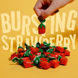 Strawberry Bulk Candy by Cambie, 6 lbs of Strawberry Candy with a Deliciously Sweet Hard Exterior with a Soft, Fruit-Filled Center, Bon Bons for Piñata Filler, Party Favors, and More