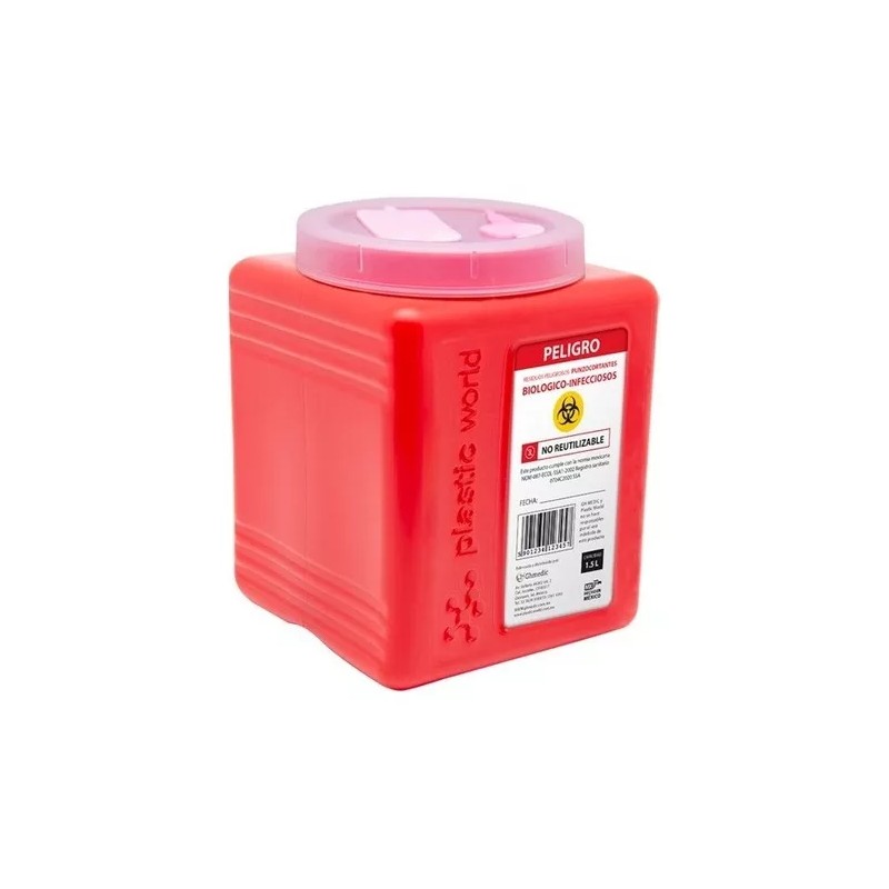 GH medic Bote Recolector Contenedor Punzocortante 1.5l Rpbi Pack C/3