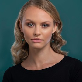 Namana Turquoise Long Statement Earrings for Women, Silver Dangle Earrings with Turquoise Stones, Long Silver Drop Earrings for Women with Elegant Turquoise Stones, Turquoise Jewellery for Women