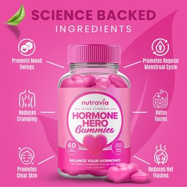Hormone Hero Gummies For Women + Hormone Balance - PMS Supplement - Formulated with Cranberry, Dong Quai, Chasteberry (60 Gummies)