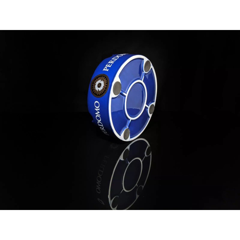 Perdomo Blue and Gold Ceramic Large Cigar Ashtray 9" Diameter