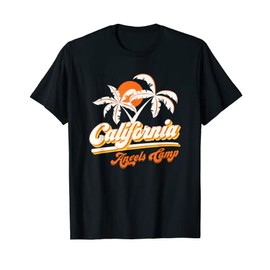 Angels Camp California 70s Retro Sun Palm Trees Souvenir T-Shirt