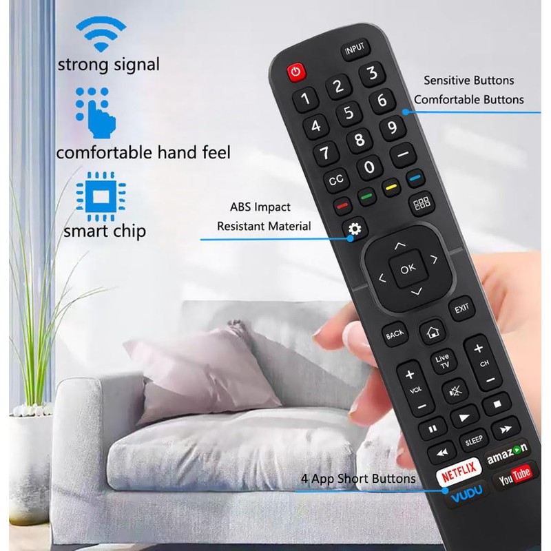 Replacement Remote Control for All Hisense 4K LED HD UHD