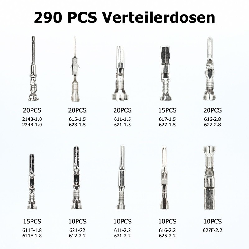 Connector Pins Kit, Crimped Connection Pin 1/1.5/1.8/2.2/2.3/2.5/2.8/3.5 mm Male and