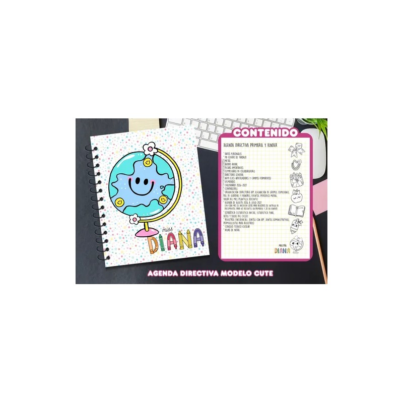 Agenda Directora Primaria/pree Personalizable 2026 Cute