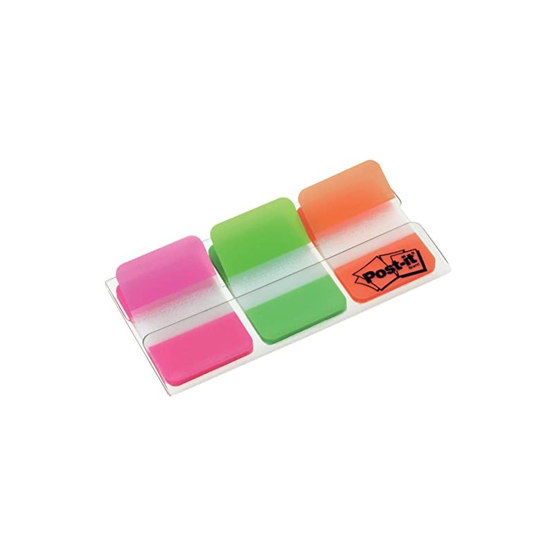 Post-It Index Tabs - Assorted Pink Green and Orange
