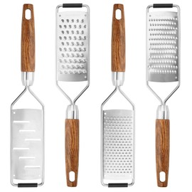 SHIKORI Stainless Steel & Wood Cheese Grater with Protective Cover (Set)