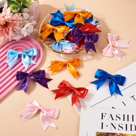 Elecrelive 24Pcs Mini Satin Ribbon Bows Tiny Twist Tie Bow 6 Colors Craft Tiny Bows Christmas Mini Ornaments for Hair Clip Gift Wrapping Bouquet Home Wedding Decoration