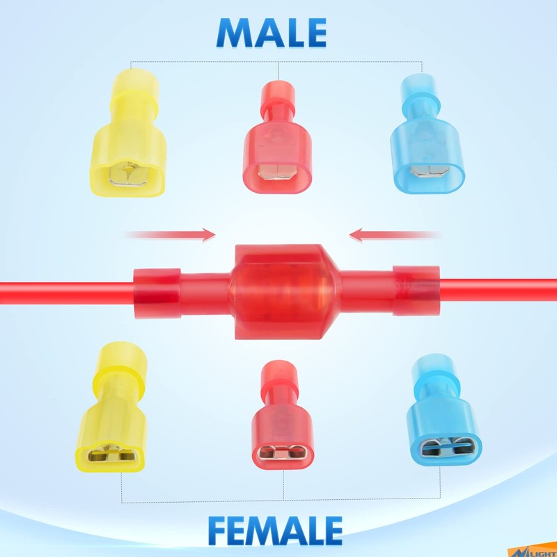 Nilight 400 Pcs Spade Terminals Nylon Quick Disconnect Male and