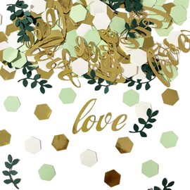 Pack of 100 Wedding Confetti Love Confetti Green Leaves Table Decoration for Wedding Party Decorations Green Gold