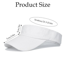 Golf Visor, White Golf Hat Running Visor, Long Peak Thicker Sweatband Adjustable GolfVisors for Women Men Fishing Tennis Running Cycling Outdoor Sports