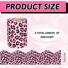 FYSUIMU 32.8 Ft Leopard Print Bulletin Board Border Pink Animal Spot Border Trim Self Adhesive Safari Animal Bulletin Board Stickers Roll for School Classroom Office Chalkboard Party Decor
