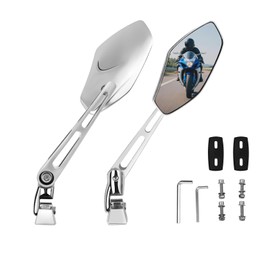 DREAMIZER Motorcycle Racing Mirror Aluminum Alloy Sport Bike Rear View Mirror Double Adjustment Compatible with GSXR 600 750 1000 Hayabusa CBR500R CBR300R YZF R1 R6 R6S FZ6R ZX6R ZX10R