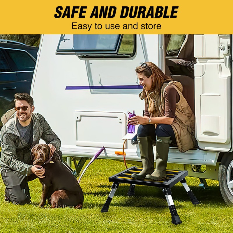 Nilight RV Steps Folding Aluminum Step Stool Heavy Duty Camper