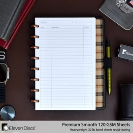 Eleven Discs Discbound Paper, Junior Size Expense Log Sheets - Premium 120gsm Heavyweight Notebook & Planner Refills - 8 Discs, 5.5 x 8.5 in - Punched for Circa, Arc, TUL (50 Sheets)