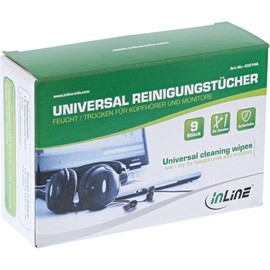 InLine® Universal Wet / Dry Cleaning Wipes for Headphones and Monitors