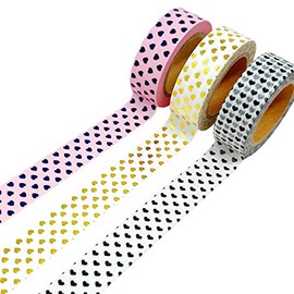 allydrew Masking Tape Washi Tapes Valentine Hearts Washi Tape Set of 3, Set 2