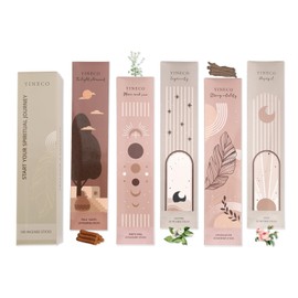 YINECO Incense Sticks-Set of 5 Variety Pack (100 Sticks)-Palo Santo Incense Sticks, Sandalwood Incense Sticks, Jasmine, Rose Geranium,White Sage Natural Inscents-Sticks Non Toxic Incense (100PCS)