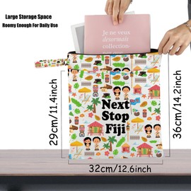JXGZSO Fiji Trip Gift Next Stop Fiji Clutch Bag Beaches Lover Travel Gifts Fiji Vacation Wristlet Grocery Bag Traveler Gift