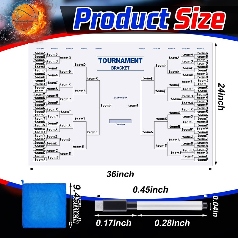 Pasimy Tournament Bracket Poster Set Includes 24 x 36 Inch