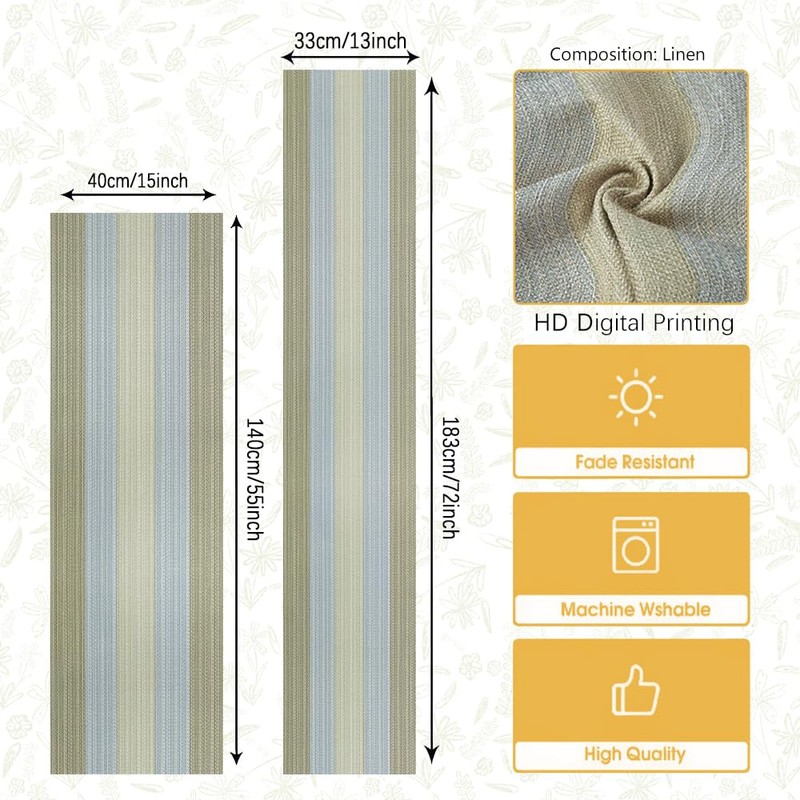Modern Table Runner Gradient Green Blue Runner 40 x 180