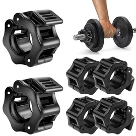mizikuu Pack of 6 Barbell Clasps, Barbell Clasp, 25 mm, Quick Release Barbell Clasp, Barbell Clamps, Collar Clips, Barbell Clamp for Barbell Bars, Dumbbell Bars, Black