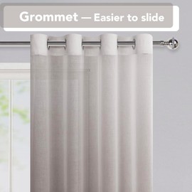 XWZO Ombre Curtains with Eyelets, Colour Gradient, Voile, Sheer Curtains, Set of 2, for Bedroom and Living Room, Loop Curtains with Tiebacks, 225 x 140 cm (H x W), Coffee Brown