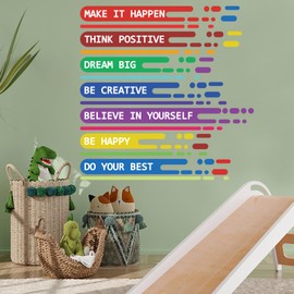 PLIGREAT Inspirational Words Wall Decals, Colorful Positive Affirmation Wall Stickers Rainbow Color Vinyl Removable Wall Art Decor for Playroom Classroom Bedroom Library Reading Room Door Decoration