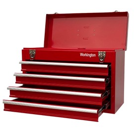 Workington Portable Metal Tool Chest with 4 Drawers, 20" 4-Drawer Tool Chest Cabinet with Ball Bearing Drawer Slides, Steel Tool Storage Box Organizer 4004 Red
