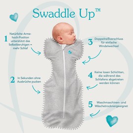 Love To Dream Love to Dream Swaddle UP, Baby Sleep Sack, Self-Soothing Swaddles for Newborns, Improves Sleep, Snug Fit Helps Calm Startle Reflex, New Born Essentials for Baby, 1.0 TOG, 3.5-6kg, Blue