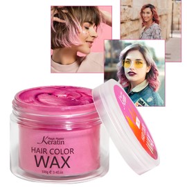 Hair Colour Wax, Magic Master Keratin Temporary Hairstyle Cream Instant Coloured Clay for Men and Women Party, Festival, Cosplay (Pink)