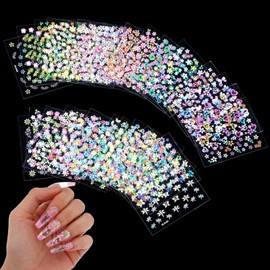 GEEHUA 30Pcs Flower Nail Art Stickers, Colorful 3D Self Adhesive Floral Nail Decals Spring Summer Nails Art Stickers Cute Flowers Nails Supplies Charms Accessories for Women Girls(Colored Flowers)