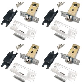 4 Sets Bolt Through Tubular Mortice Latch (40mm),with Plastic Dust Cap,Stainless Steel Bracket and Set of Screws,Door Latch Designed to be Used with Sprung Lever Door Handles, Golden Grace.